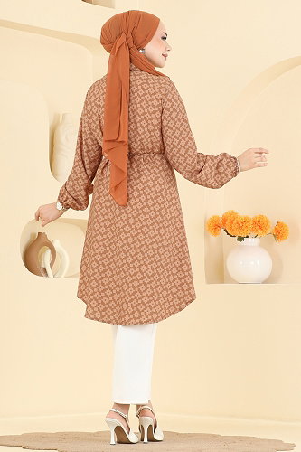moda selvim Tunic 8081ERK1158 Latte - Thumbnail