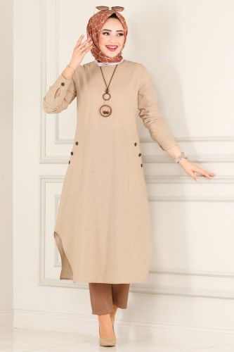 moda selvim 875S324 فيزيون بلوز طويل - Thumbnail