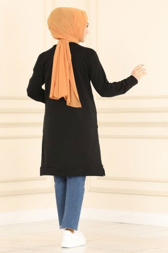 moda selvim Tunic 8842AYD574 Black - Thumbnail