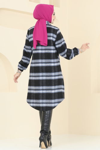 moda selvim Tunic 9001S324 Indigo - Thumbnail