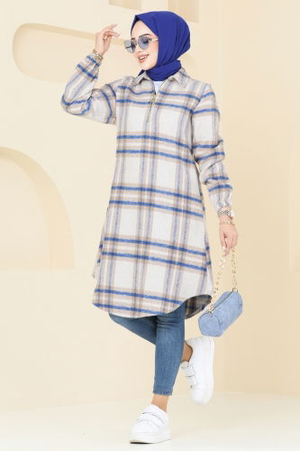 moda selvim Tunic 9001S324 Saxe - Thumbnail