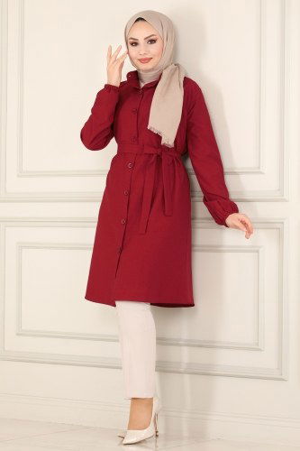 moda selvim Tunic 9015AKT473 Claret Red - Thumbnail