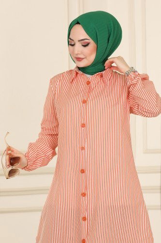 moda selvim Tunic 9016AKT473 Orange - Thumbnail