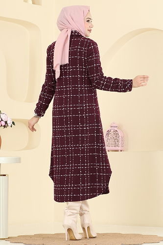 moda selvim بلوز خمري 9052S324 - Thumbnail