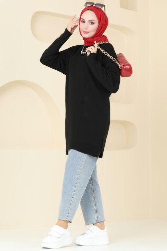 moda selvim Tunic 9546KL398 Black - Thumbnail