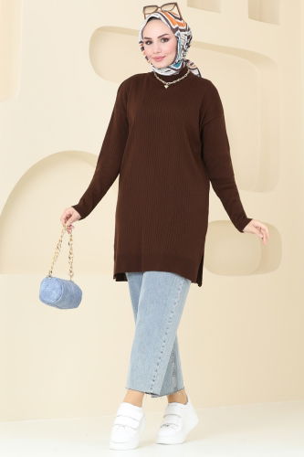 moda selvim Tunic 9546KL398 Brown - Thumbnail