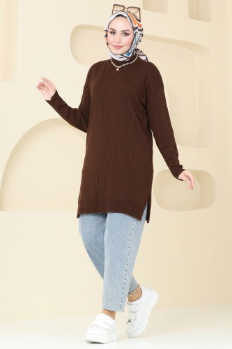 moda selvim Tunic 9546KL398 Brown - Thumbnail