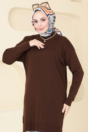 moda selvim Tunic 9546KL398 Brown - Thumbnail