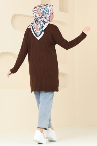 moda selvim Tunic 9546KL398 Brown - Thumbnail