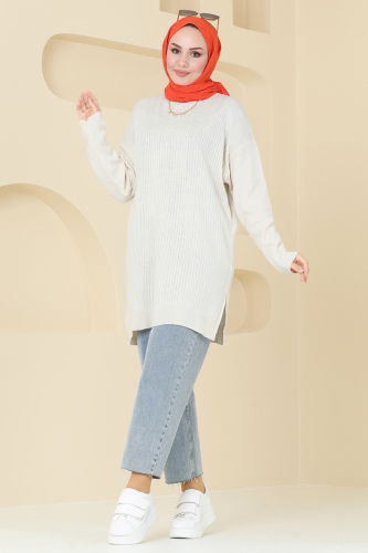 moda selvim Tunic 9546KL398 Ecru - Thumbnail