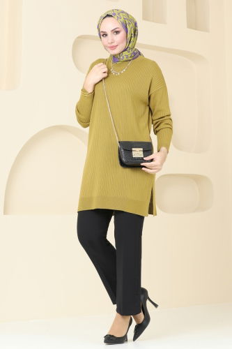 moda selvim Tunic 9546KL398 Oil Green - Thumbnail