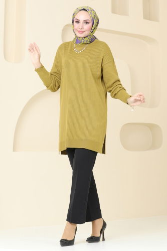 moda selvim Tunic 9546KL398 Oil Green - Thumbnail