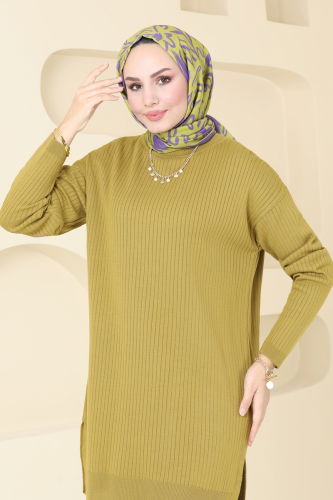 moda selvim Tunic 9546KL398 Oil Green - Thumbnail