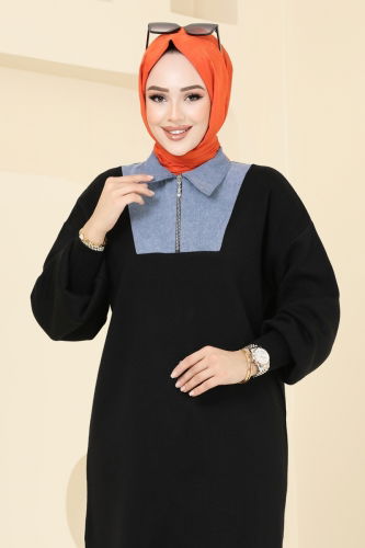 moda selvim Tunic 9551KL398 Black - Thumbnail