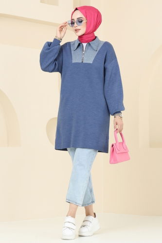 moda selvim Tunic 9551KL398 Indigo - Thumbnail