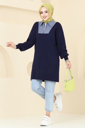 moda selvim Tunic 9551KL398 Navy Blue - Thumbnail