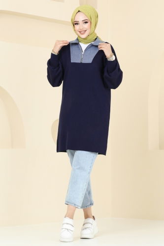 moda selvim Tunic 9551KL398 Navy Blue - Thumbnail