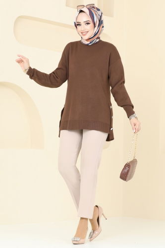 moda selvim Tunic 9564KL398 Brown - Thumbnail