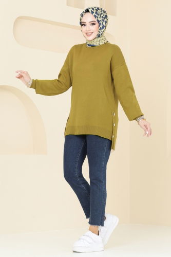 moda selvim Tunic 9564KL398 Oil Green - Thumbnail