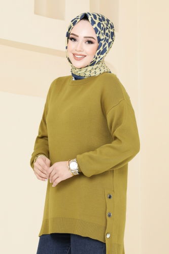 moda selvim Tunic 9564KL398 Oil Green - Thumbnail