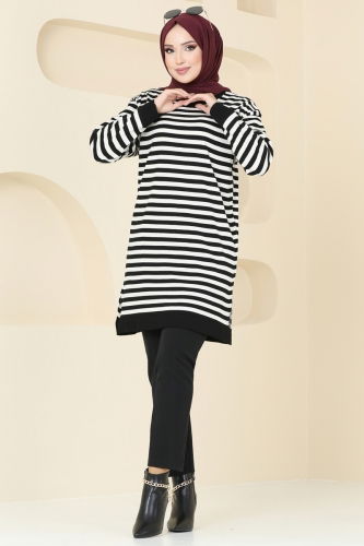 moda selvim Tunic 9566KL398 Black - Thumbnail