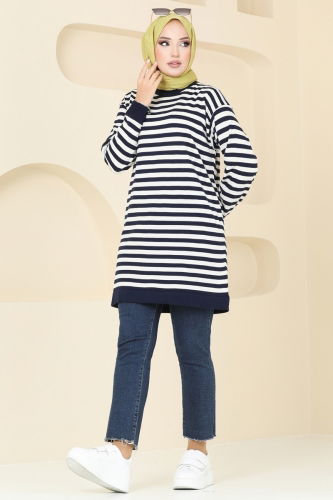 moda selvim Tunic 9566KL398 Navy Blue - Thumbnail