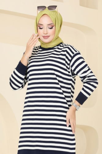 moda selvim Tunic 9566KL398 Navy Blue - Thumbnail