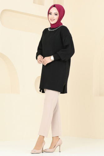 moda selvim Tunic 9569KL398 Black - Thumbnail