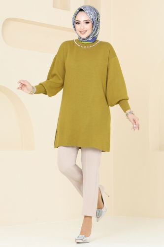 moda selvim Tunic 9569KL398 Oil Green - Thumbnail