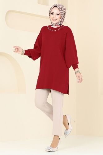 moda selvim Tunic 9569KL398 Red - Thumbnail