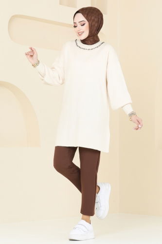 moda selvim Tunic 9569KL398 Stone - Thumbnail