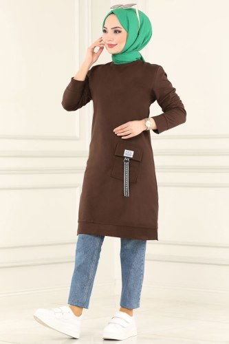 moda selvim Tunic 9992AYD574 Brown - Thumbnail