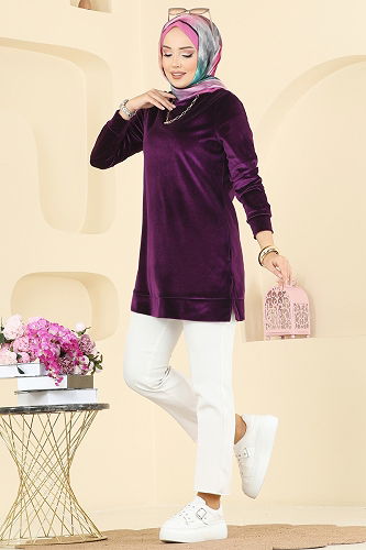 moda selvim Tunic ASM2833 Damson - Thumbnail