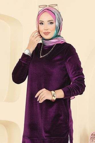 moda selvim Tunic ASM2833 Damson - Thumbnail