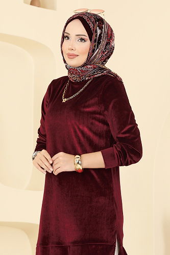 moda selvim Tunic ASM2833 Dark Burgundy - Thumbnail