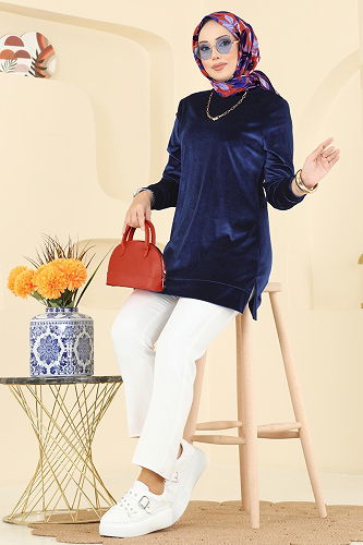 moda selvim Tunic ASM2833 Navy Blue - Thumbnail