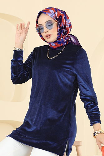 moda selvim Tunic ASM2833 Navy Blue - Thumbnail