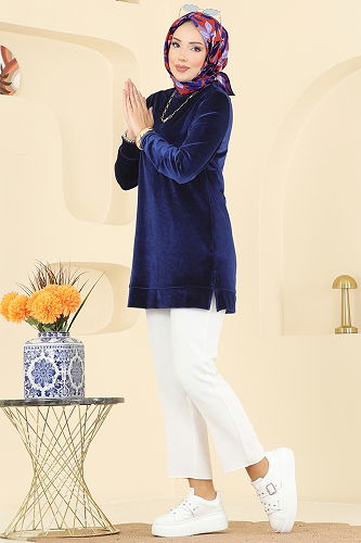 moda selvim Tunic ASM2833 Navy Blue - Thumbnail