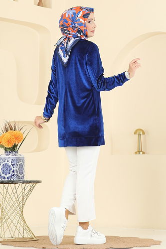 moda selvim Tunic ASM2833 Saxe - Thumbnail