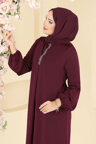 moda selvim بلوز خمري ASM2835 - Thumbnail