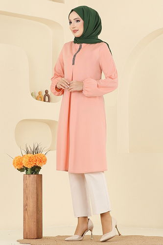 moda selvim Tunic ASM2835 Salmon - Thumbnail