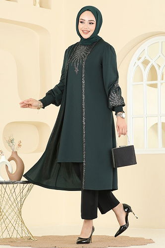 moda selvim بلوز زيتي ASM2845 - Thumbnail