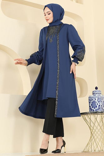 moda selvim Tunic ASM2845 Navy Blue - Thumbnail