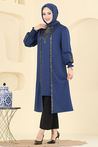 moda selvim Tunic ASM2845 Navy Blue - Thumbnail