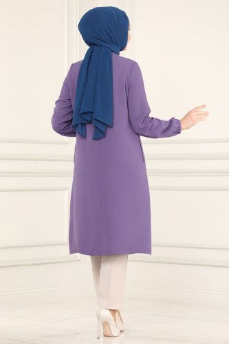 moda selvim Tunic PL8048 Lilac - Thumbnail