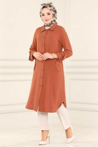 moda selvim Tunic PL8051 Dark Salmon - Thumbnail