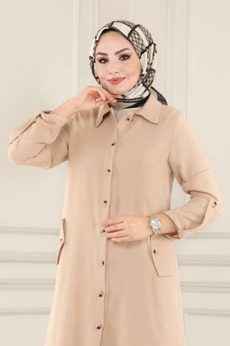 moda selvim Tunic PL8051 Stone - Thumbnail