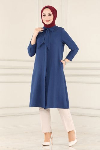 moda selvim Tunic PL8056 Indigo - Thumbnail