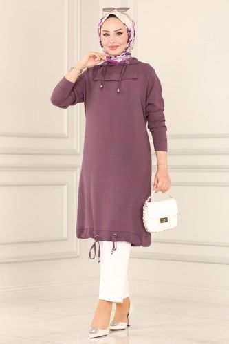 moda selvim Tunic PL8064 Dark Lilac - Thumbnail