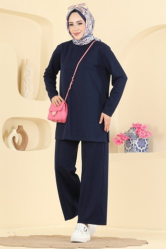 moda selvim Tuniği Yırtmaçlı 2 li Takım 040MR1078 Laci - Thumbnail
